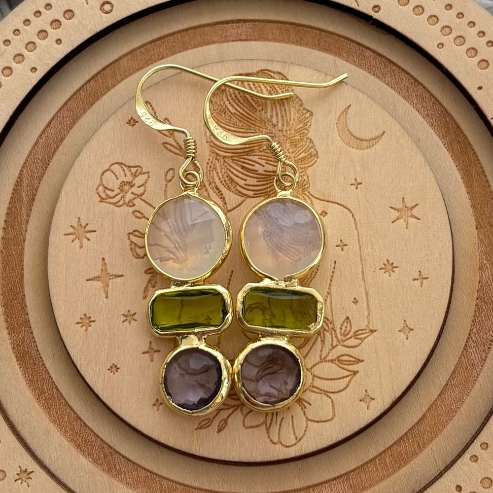 Austrian Crystal 14k gold filled bezel set earrings